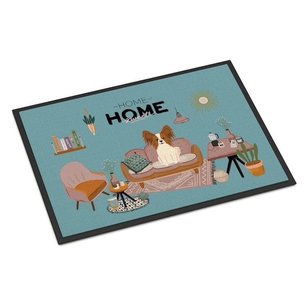 Carolines Treasures 18 x 27 in. Red White Papillon Sweet Home Indoor or Outdoor Mat - CK7923MAT