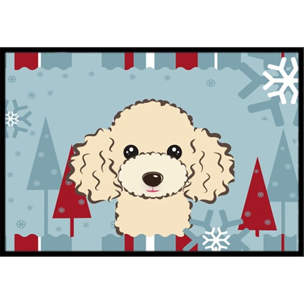 Jensendistributionservices Winter Holiday Buff Poodle Indoor & Outdoor Mat, 18 x 27 in. - MI2556702
