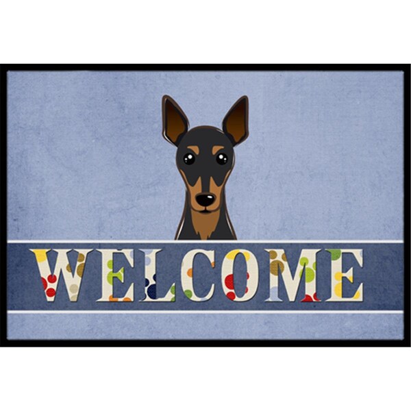 Carolines Treasures Min Pin Welcome Indoor and Outdoor Mat- 24 x 36 in. - BB1426JMAT