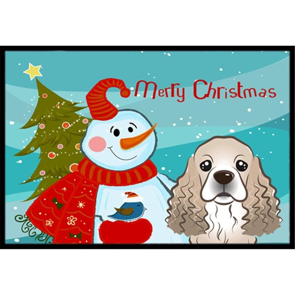Carolines Treasures Snowman With Cocker Spaniel Indoor and Outdoor Mat- 24 x 36 in. - BB1836JMAT