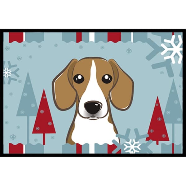 Carolines Treasures Winter Holiday Beagle Indoor and Outdoor Mat- 18 x 27 in. - BB1735MAT