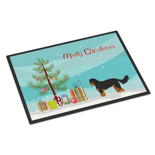 Carolines Treasures 18 x 27 in. Black & Tan Cavapoo Christmas Tree Indoor or Outdoor Mat - CK3811MAT