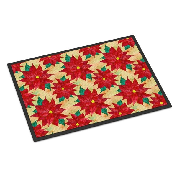 Carolines Treasures Poinsetta Christmas Indoor or Outdoor Mat, 24 x 36 in. - BB7485JMAT
