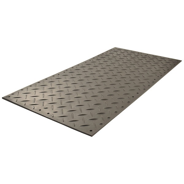 Checkers Ground Protection Mat, 1/2 in Thickness, High Density Polyethylene, Black - AM48