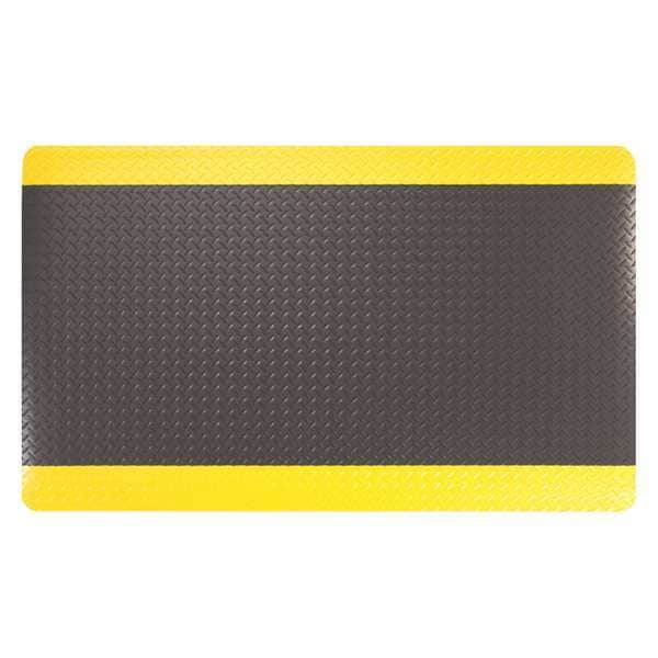 Apache Mills Antifatigue Mat, 10 ft. L x 3 ft. W, 15/16" Thickness, Diamond, Black/Yellow - 3956509033X10