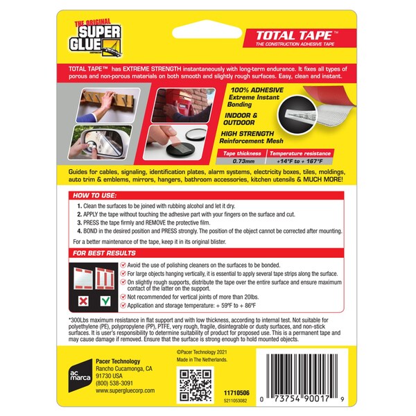 Super Glue The Original Super Glue Super Strong 98 in. L X 0.75 in. W Double-Sided Mounting Tape - 11710506