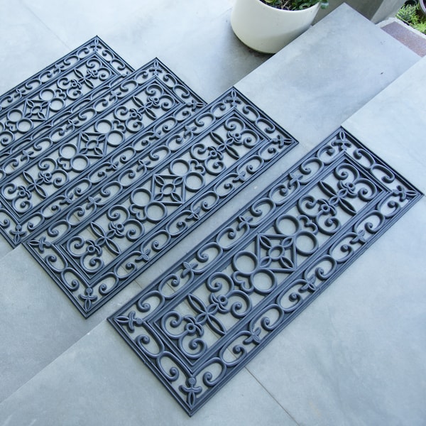 Rubber-Cal 6-Piece Regal Stair Treads Rubber Step Mats, 9.75 by 29.75-Inch, Black - 10-104-004-6PK