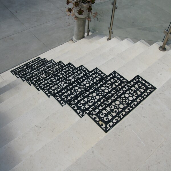 Rubber-Cal 6-Piece Regal Stair Treads Rubber Step Mats, 9.75 by 29.75-Inch, Black - 10-104-004-6PK