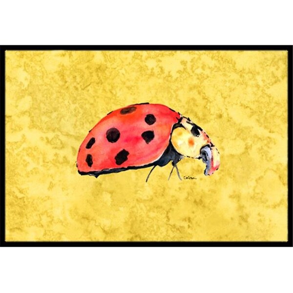 Jensendistributionservices 24 x 36 in. Lady Bug On Yellow Indoor Or Outdoor Doormat - MI714612