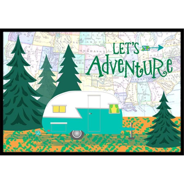 Carolines Treasures Lets Adventure Glamping Trailer Indoor or Outdoor Mat, 18 x 27 - CA78931