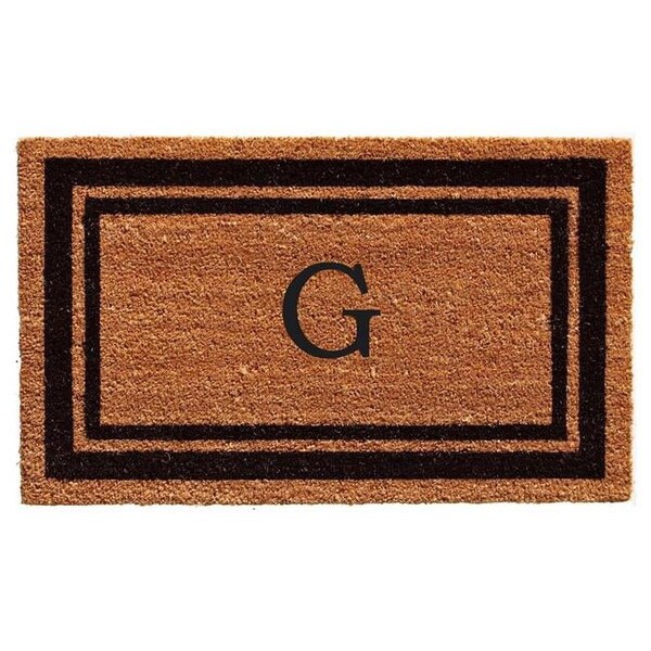 Configuracion 18 x 30 in. Black Border Monogram Rectangular Doormat, Natural - Letter G - CO3362925