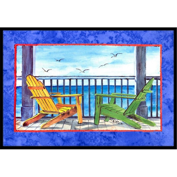 Jensendistributionservices 18 x 27 In. Adirondack Chairs Blue Indoor or Outdoor Mat - MI2554174