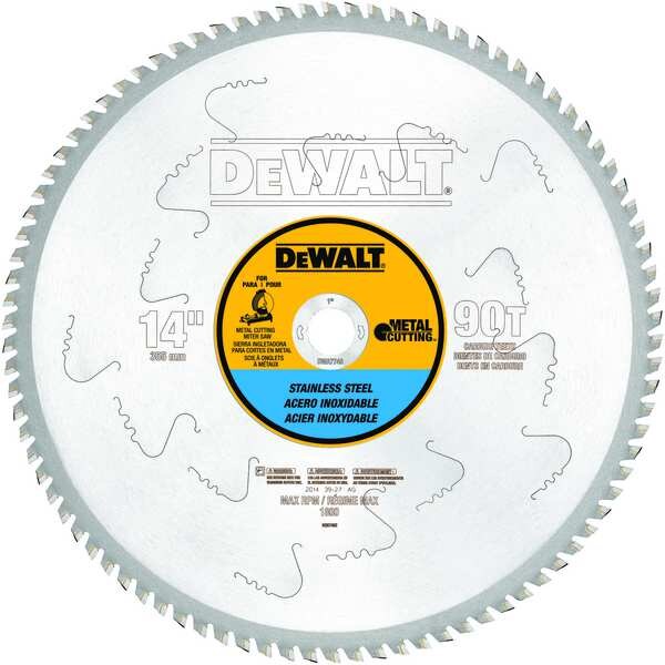 Dewalt 14" 90T Stainless Steel Metal Cutting 1" Arbor - DWA7749