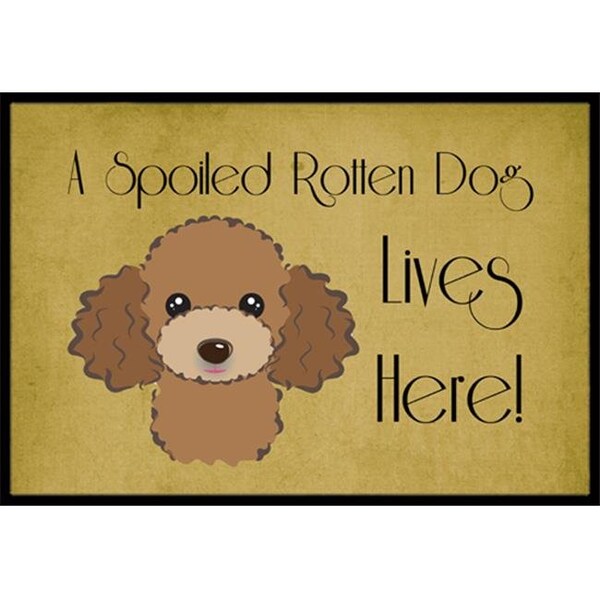 Carolines Treasures Carolines Treasures BB1504MAT Chocolate Brown Poodle Spoiled Dog Lives Here Indoor & Outdoor Mat; 18 x 27 in. - BB1504MAT