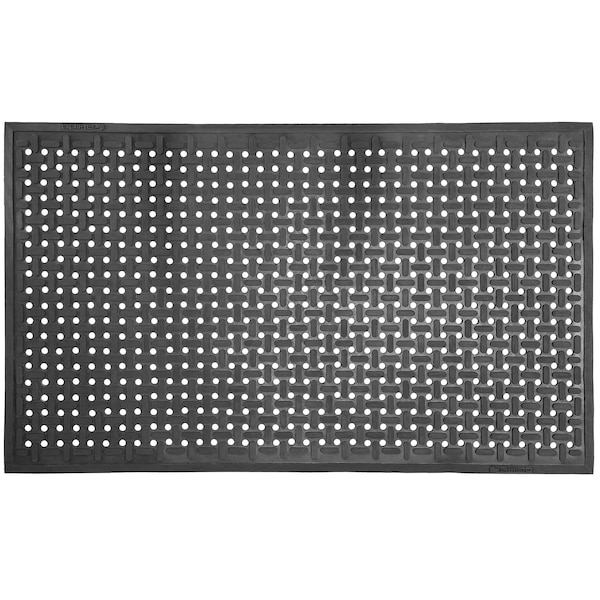 Rhino Mats Multi-Use Drainage Mat, Rubber, Drainage Holes, 3 ft W x 5 ft L, Black - MM-3660B