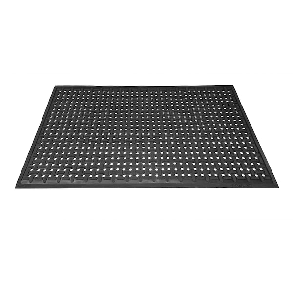 Rhino Mats Multi-Use Drainage Mat, Rubber, Drainage Holes, 3 ft W x 5 ft L, Black - MM-3660B