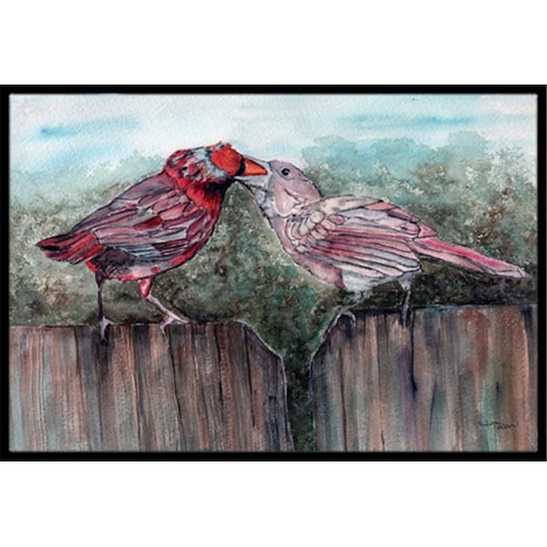 Carolines Treasures Red Bird Feeding Indoor or Outdoor Mat- 24 x 36 in. - 8981JMAT