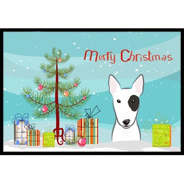 Carolines Treasures Carolines Treasures BB1581MAT Christmas Tree & Bull Terrier Indoor or Outdoor Mat; 18 x 27 - BB1581MAT