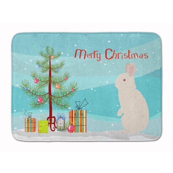 Carolines Treasures New Zealand White Rabbit Christmas Machine Washable Memory Foam Mat - BB9332RUG