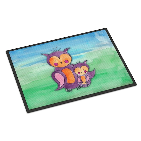 Carolines Treasures 24 x 36 in. Momma & Baby Owl Watercolor Indoor or Outdoor Mat - BB7430JMAT