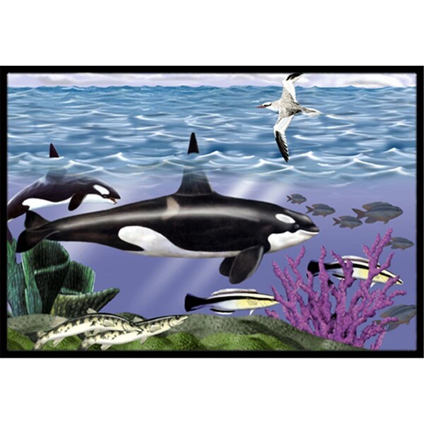 Carolines Treasures Whale Orcas Indoor and Outdoor Mat- 24 x 36 in. - PTW2040JMAT