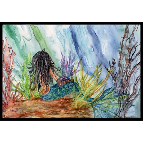 Carolines Treasures Black Haired Mermaid Water Fantasy Indoor or Outdoor Mat- 18 x 27 in. - 8974MAT