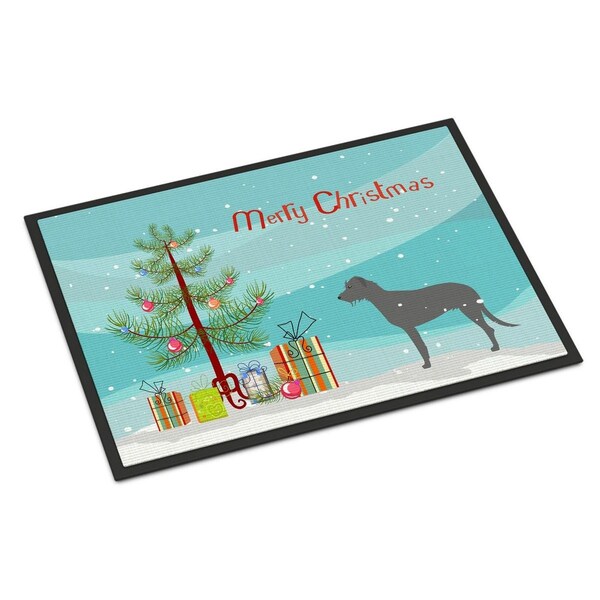 Carolines Treasures Irish Wolfhound Merry Christmas Tree Indoor or Outdoor Mat 18x27 - BB2921MAT