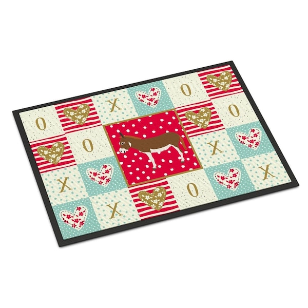 Carolines Treasures 18 x 27 in. Miniature Mediterranian Donkey Love Indoor or Outdoor Mat - CK5274MAT