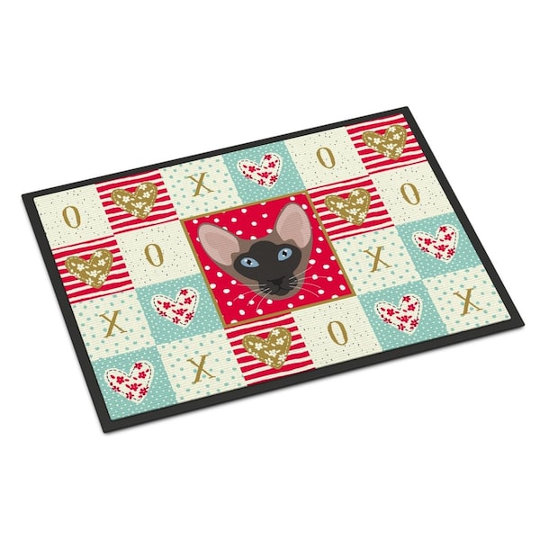 Carolines Treasures 24 x 36 in. Oriental Bicolor Cat Love Indoor or Outdoor Mat - CK5141JMAT
