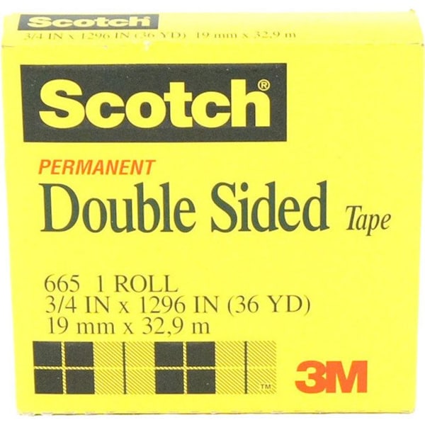 3M Double Coated Tape, 1 In x 108 ft., PK36 - 665