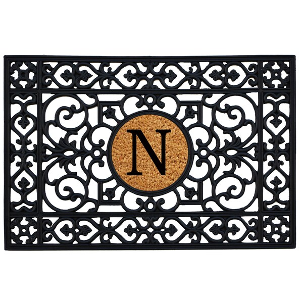 Calloway Mills Monogram Insert Door Mat, Black, Natural, 24 in W x 36 in L - 160012436N