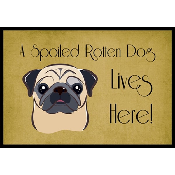 Carolines Treasures Fawn Pug Spoiled Dog Lives Here Indoor & Outdoor Mat, 18 x 27 in. - CA77532