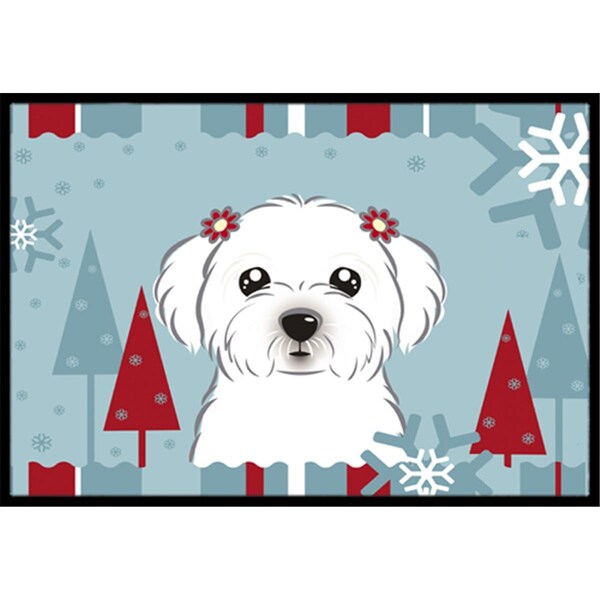 Jensendistributionservices Winter Holiday Maltese Indoor & Outdoor Mat, 18 x 27 in. - MI2556732