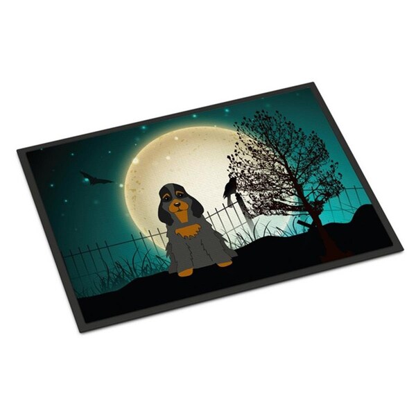 Micasa Halloween Scary Cocker Spaniel Black Tan Indoor or Outdoor Mat24 x 0.25 x 36 in. - MI223557