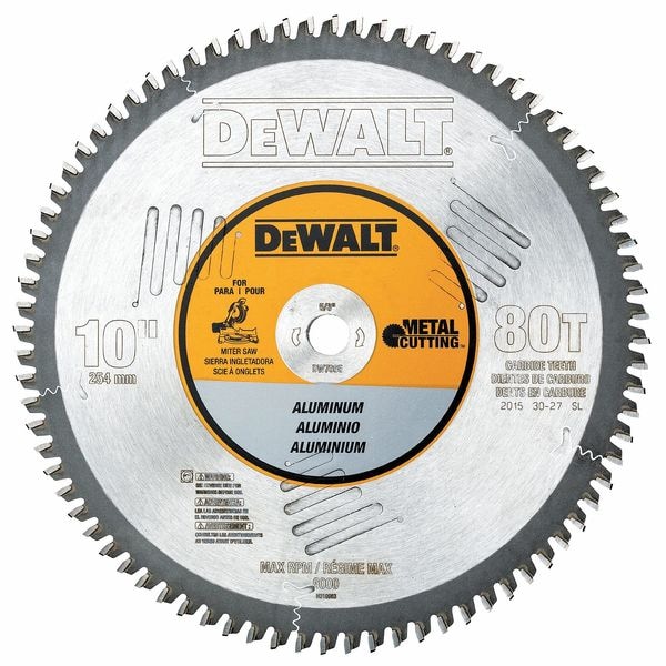 Dewalt 10" 80T Aluminum Cutting Saw Blade 5/8" Arbor - DW7665