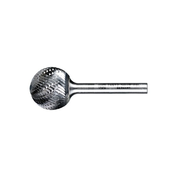Pferd Carbide Bur - Ball Shape, DBL Cut - 1" x 15/16" x 1/4" Shank - SD-9 - 24612