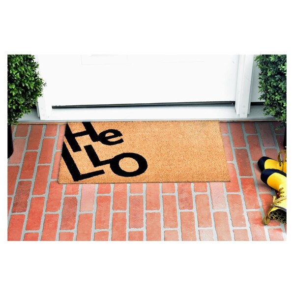 Configuracion 30 x 48 in. Angle Hello Rectangular Doormat Natural & Black - CO3357265