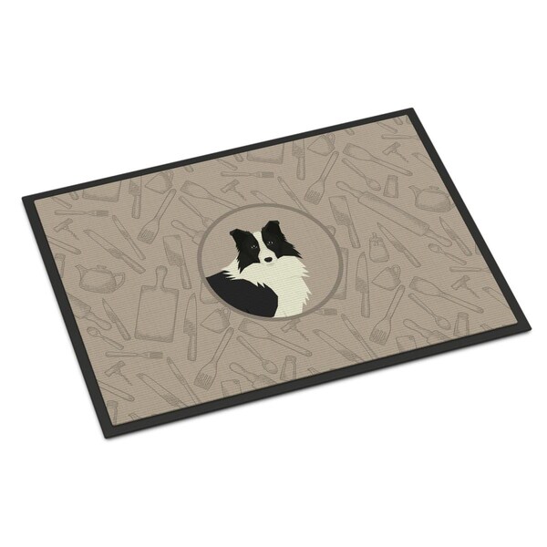 Carolines Treasures 24 x 36 in. Border Collie in the Kitchen Indoor or Outdoor Mat - CK2169JMAT