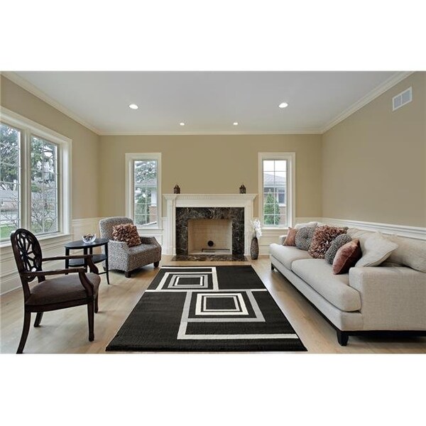 Homedora Homedora HD-JC1925-BLC-GRY 5 x 7 ft. Discount World Modern Jersey Collection Stylish Stain Resistant Floor Rug - Black & Gray - HD-JC1925-BLC-GRY
