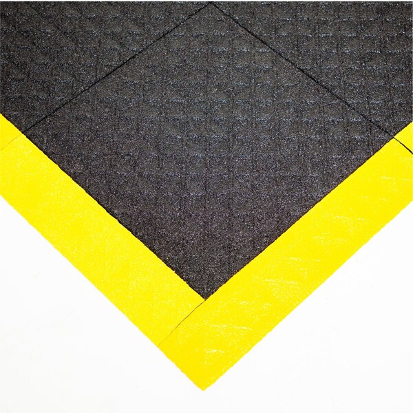 Safe-Flex Antifatigue Mat, 44 inch L x 44 inch W, Black Tiles / Yellow Border - AG1BZ1