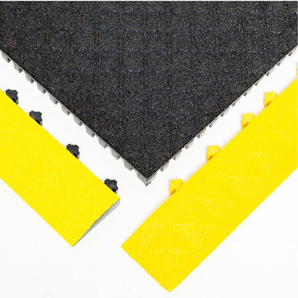 Safe-Flex Antifatigue Mat, 44 inch L x 44 inch W, Black Tiles / Yellow Border - AG1BZ1