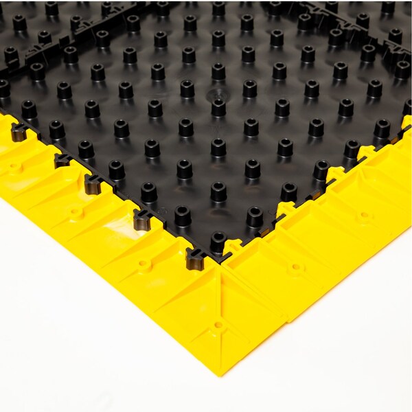 Safe-Flex Antifatigue Mat, 44 inch L x 44 inch W, Black Tiles / Yellow Border - AG1BZ1