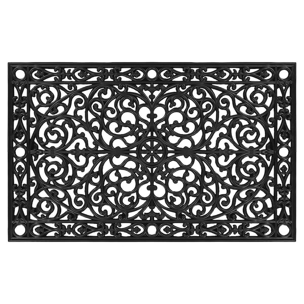 Configuracion 30 x 48 in. Gatsby Rubber Rectangular Doormat Black - CO3361369