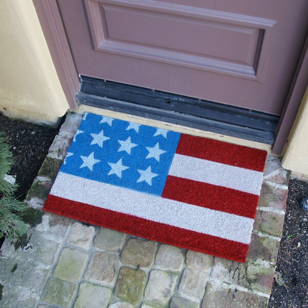 Rubber-Cal "Stars and Stripes" - Patriotic Coir Doormats - 18" x 30" - 10-102-028