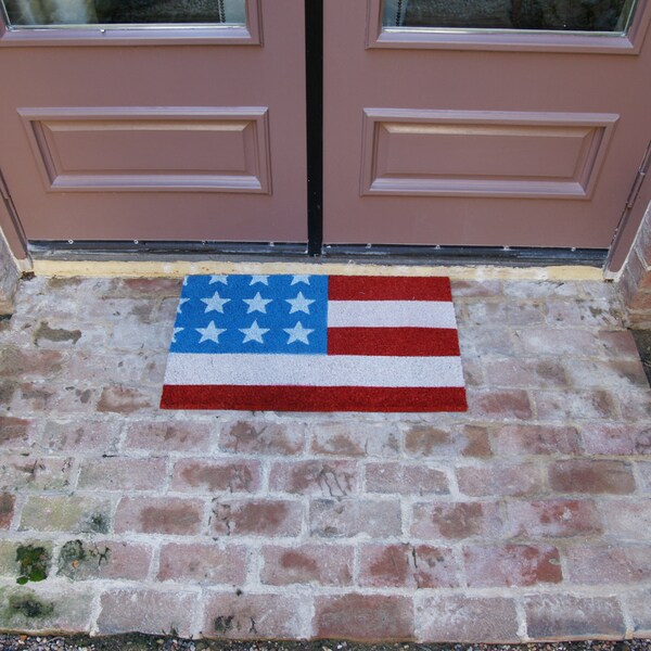 Rubber-Cal "Stars and Stripes" - Patriotic Coir Doormats - 18" x 30" - 10-102-028