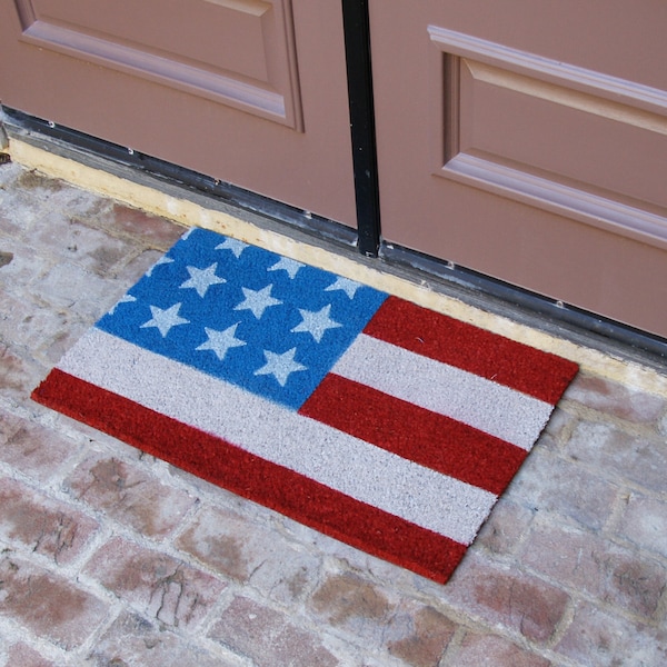 Rubber-Cal "Stars and Stripes" - Patriotic Coir Doormats - 18" x 30" - 10-102-028