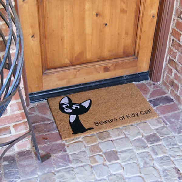 Rubber-Cal "Beware of Kitty Cat Doormat" Animal Doormats, 18 x 30-Inch - 10-106-038