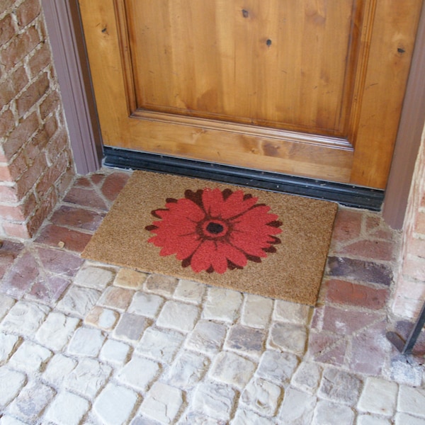 Rubber-Cal "Red Daisy" Flower Door Mat, 18 x 30" - 10-102-018