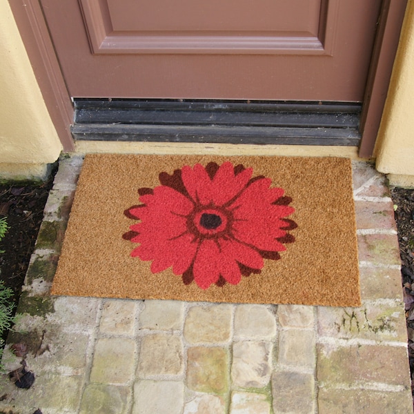 Rubber-Cal "Red Daisy" Flower Door Mat, 18 x 30" - 10-102-018