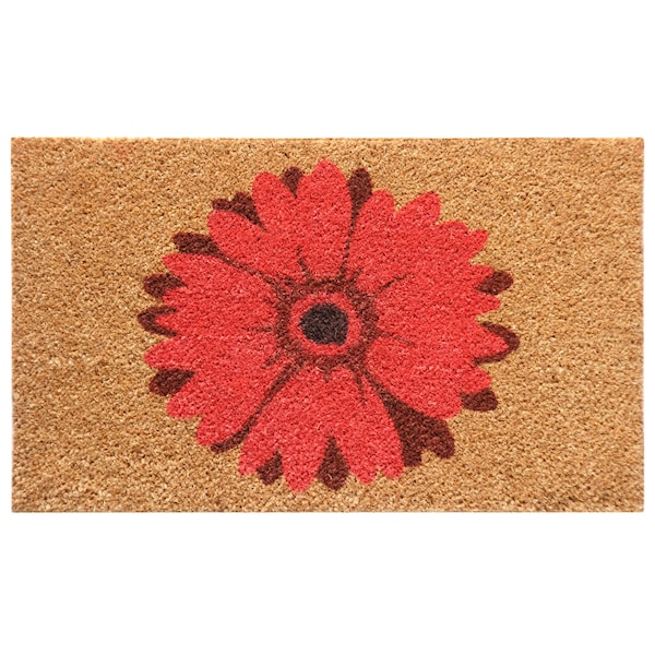 Rubber-Cal "Red Daisy" Flower Door Mat, 18 x 30" - 10-102-018